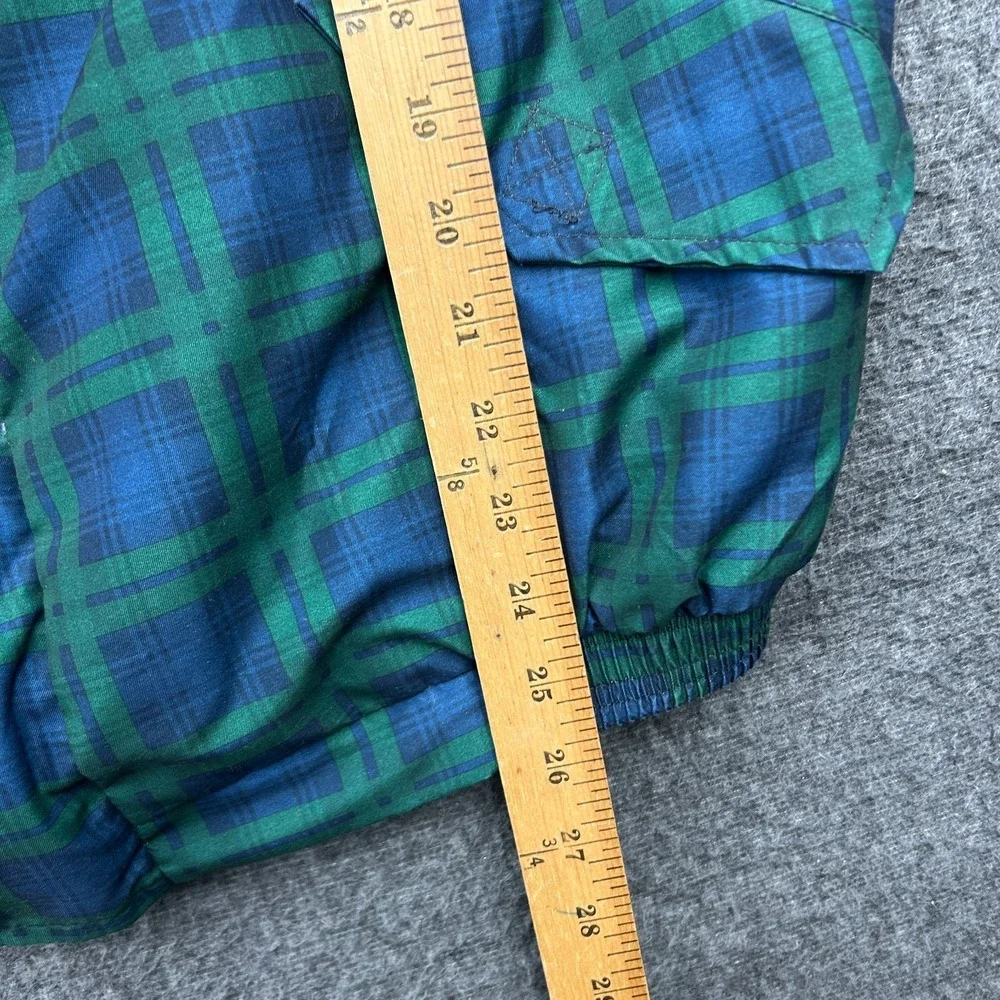 St. Andrews Tartan Windbreaker Jacket Medium Blue Green Golf Polyester Rain